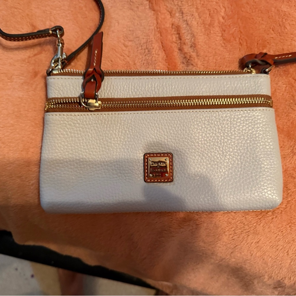 Dooney & Bourke White and Brown Wristlet